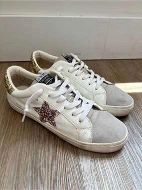 Vintage Havana Glitter Star Sneakers White Gold Women’s Size 10